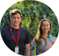 Couple Testimonial – Rooming House Investment Experience Portrait of a couple giving a positive testimonial about their experience investing in rooming houses with Rooming House Manager